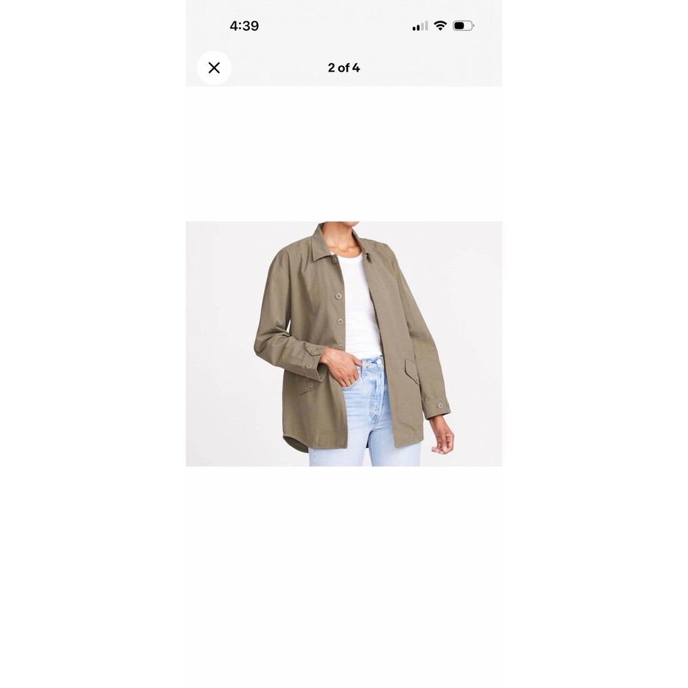 NEW Monrow Vintage Cotton Shirt Jacket Shacket Army Green Military Womens Medium